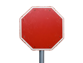 Blank red stop sign isolated on transparent or white background, png