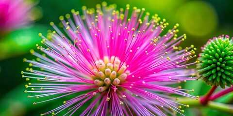 Obraz premium Mimosa Pudica Macro Photography: Delicate Pink Flower Close-Up