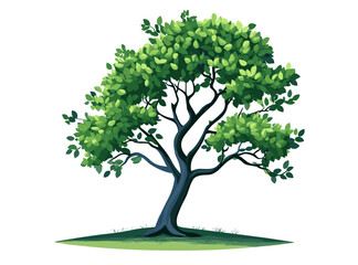 Obraz premium Green Spring Tree Vector Illustration, Fresh Spring Tree Design, Spring Landscape, Tree Illustration, Nature Art, Green Tree Vector, Eco-Friendly Artwork, Spring Tree Clipart,