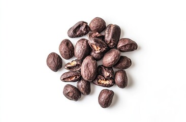 Peanuts on a white background, high-resolution photography, stock photo, professional color grading, clear and sharp focus --ar 32:21 --v 6.1 Job ID: ae1eb491-3892-4d84-acda-bdcf2d4c0aad