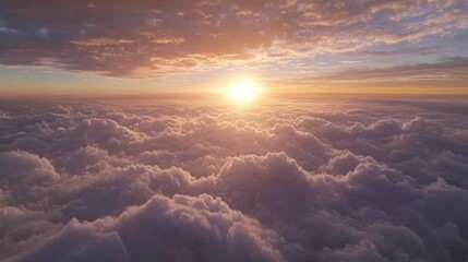 Golden Sunset Above a Sea of Clouds