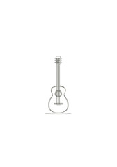 Minimalistic Line Drawing of an Upright Acoustic Guitar with Clean Vector Lines
