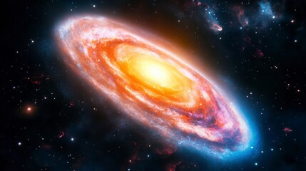 Fototapeta premium Spiral Galaxy in Vibrant Colors Against Dark Cosmic Background