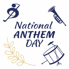 NATIONAL ANTHEM DAY silhouette vector illustration