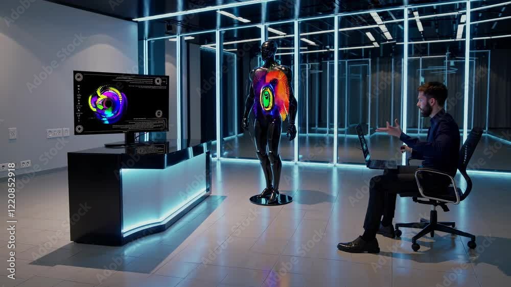 Leinwandbilder interactive technology showcase in a modern exhibition space with digital art and virtual simulation