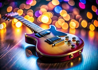 Fototapeta premium Miniature Electric Guitar, Tilt-Shift, Isolated Musical Instrument