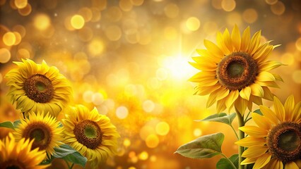 Fototapeta premium Abstract Sunflower Bokeh Background: Vibrant Yellow & Gold Blurred Petals
