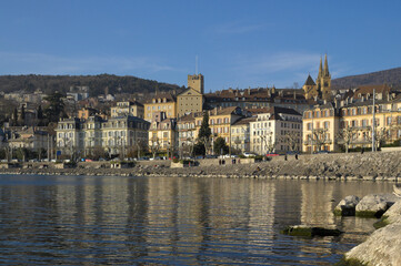 waterfront and quay of Neuchatel, Switzerland