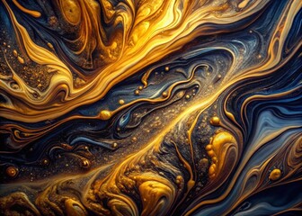 Abstract Swirling Liquid: Golden Black Fluid Dynamics Drone Shot