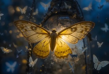 Moths attracted to light sources during nighttime