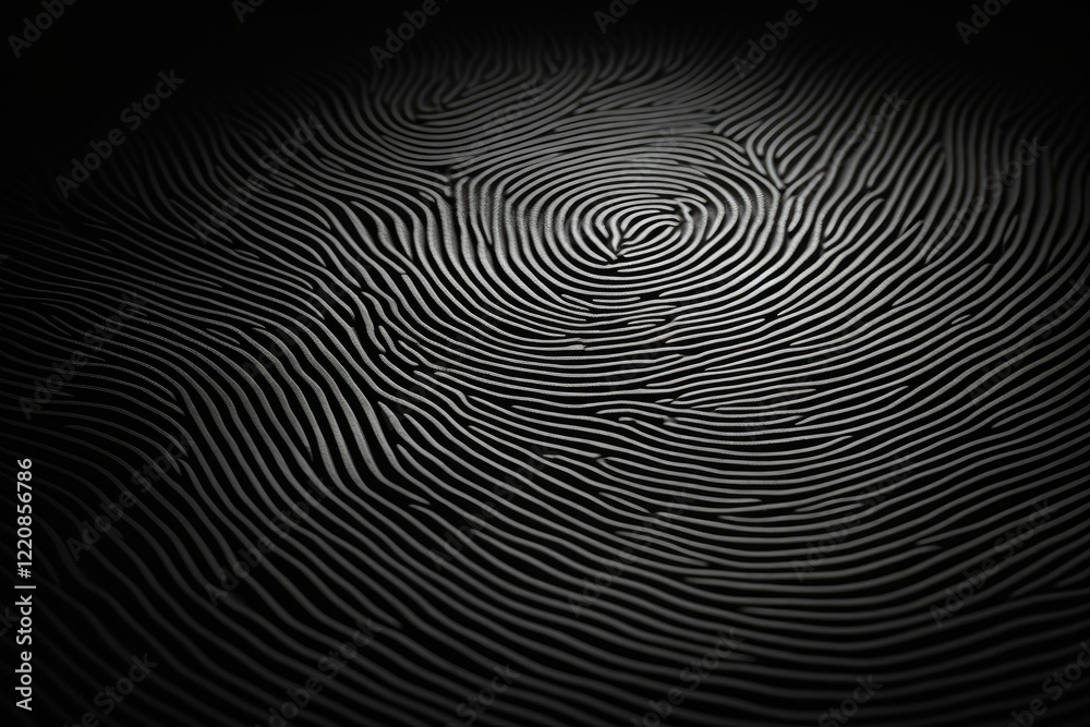 Poster fingerprint pattern forming concentric circles, representing unique identity and data protection