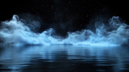 Naklejka premium Ethereal Blue Smoke and Stars