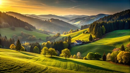 Minimalist Black Forest Landscape: Renchtal Valley Serenity