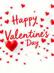 Love poster of Happy Valentines Day greeting card. Calligraphic design for print cards, banner, hand drawn text lettering for Valentines Day with hearts shape illustration isolated on white background
