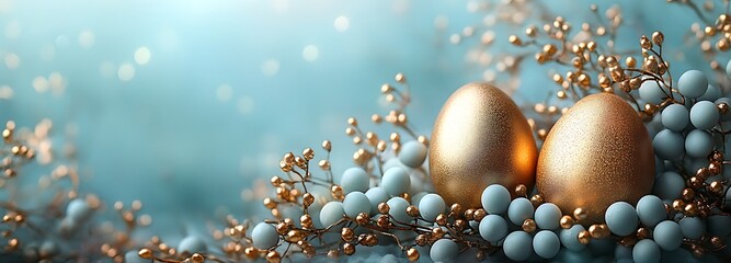Fototapeta premium appy Easter decoration golden colour eggs .