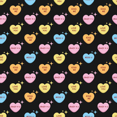 Fototapeta premium Endless pattern candy love. Seamless pattern with hearts for Valentine's Day. Background with hearts. Romantic pattern for Valentine's Day