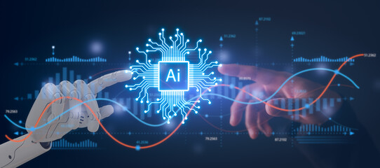 AI technology concept, Customer Relationship Management, Executive's select Human Resource man hand...