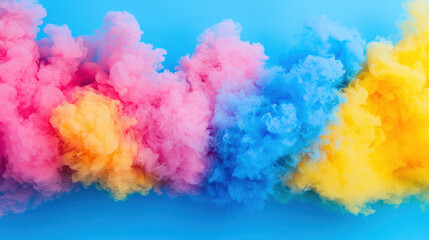 Fototapeta premium Colorful ink drops blend beautifully in vibrant hues of pink, blue, and yellow