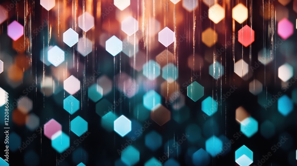 Poster an abstract image featuring vibrant light patterns and bokeh effects, creating an enchanting backdro