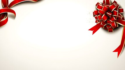 Red ribbon bow, white background, gift