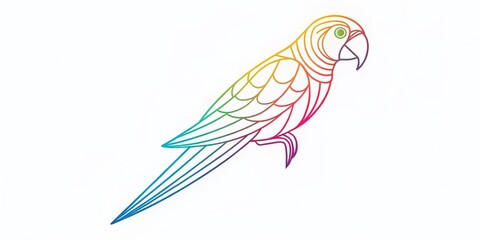Fototapeta premium Minimalist Parrot Outline Logo: Simple Bird Illustration for Branding