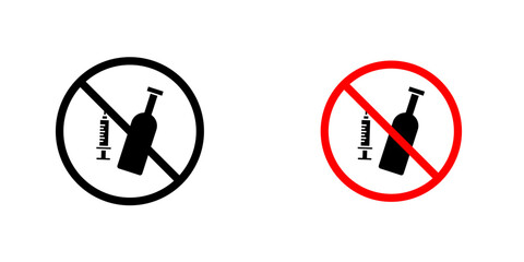 No drugs or alcohol sign vector pack for web designs