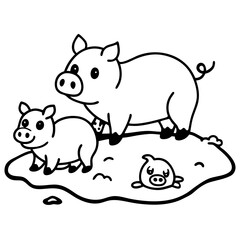 vector illustration of a pig