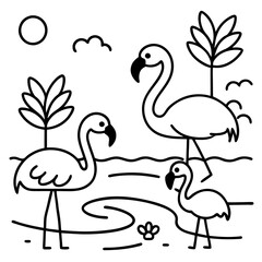 vector illustration of a flamingos