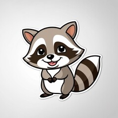Obraz premium Cute cartoon raccoon character with a friendly expression and a bushy tail, perfect for children's themes and playful designs.