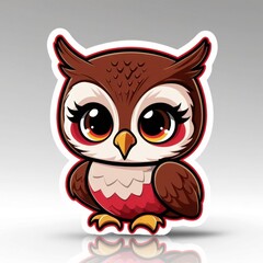 Fototapeta premium Cute cartoon owl with big eyes and vibrant colors, perfect for children's design or educational materials.