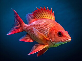 Fototapeta premium Minimalist Sailfin Snapper Portrait: Vibrant Red Fish on Clean Background