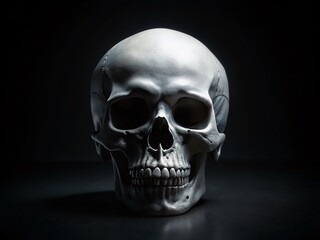 Fototapeta premium Minimalist Skull: Clean Lines, Dark Background, Abstract Head