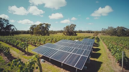 Solar-powered irrigation pump setup on a farm with surrounding crops in view