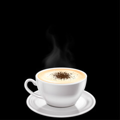 cup of coffee on black background
