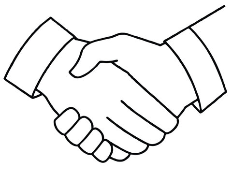recommend clip art: handshake Outline illustration,business handshake  line art design
