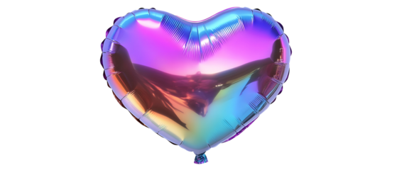 Bright heart-shaped balloon in glossy texture. Isolated on White Background, clipping path  - 