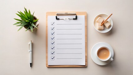 Modern Flat Checklist Design Layout, Printable To-Do List Template,  Organization Productivity Planning, Task Management Sheet,  Checklist Paper Background