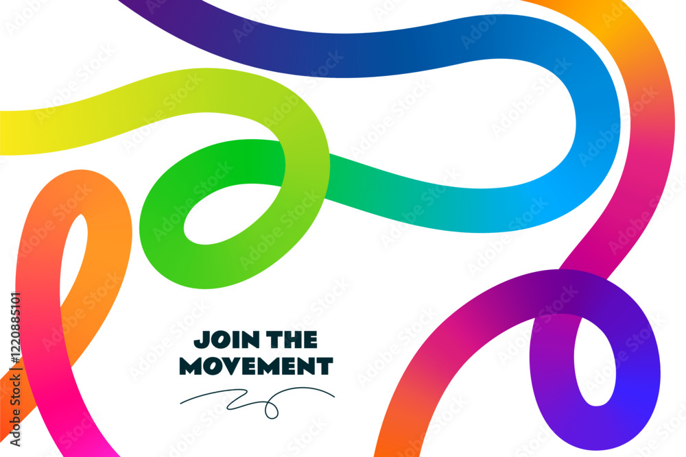 Leinwandbilder Abstract Background with Color Gradient Lines. Vector Pattern with Wavy Shape Graphic. Wave Design Element. Squiggle Ribbon Illustrations 