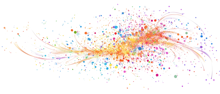 Festive fireworks bursting into colorful patterns and sparkling trails. Isolated on White Background, clipping path  - 