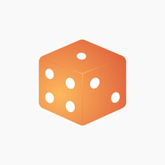 Orange 3D Dice with Six Dots