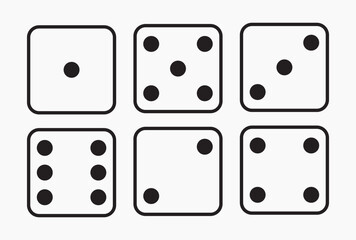 Black and White Dice Set with Various Faces