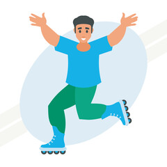 Young man roller skating