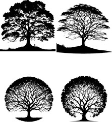 tree, set of tree, tree silhoiette set,set of trees