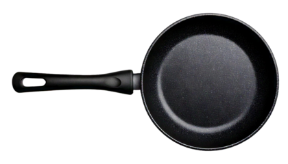 black non-stick frying pan isolated on white background