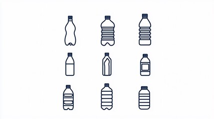 Collection of Plastic Bottle Icons: Diverse Shapes and Sizes for Design Projects
