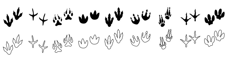 Dinosaur Track vector icon set. Dinosaur Footprints illustration sign collection. trace symbol or logo. © Denys