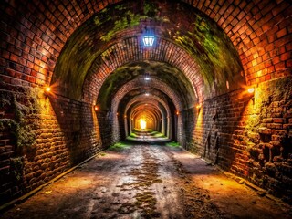 Mysterious Dark Tunnel, Candid Shot, Abandoned, Gritty, Atmospheric