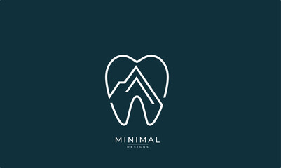 Minimal tooth with mountain logo / dental tooth logo