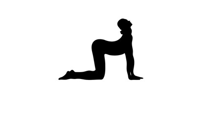 woman in Cat Pose , black isolated silhouette
