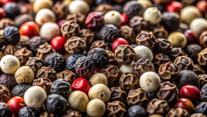 Obraz premium Close-up Macro Shot of Black and White Peppercorns with High Depth of Field